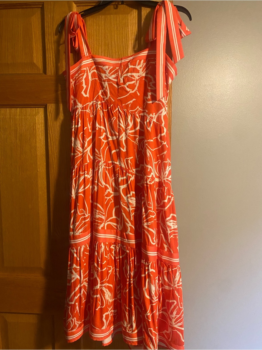 Umgee Orange and White Floral Tie-Shoulder Midi Dress